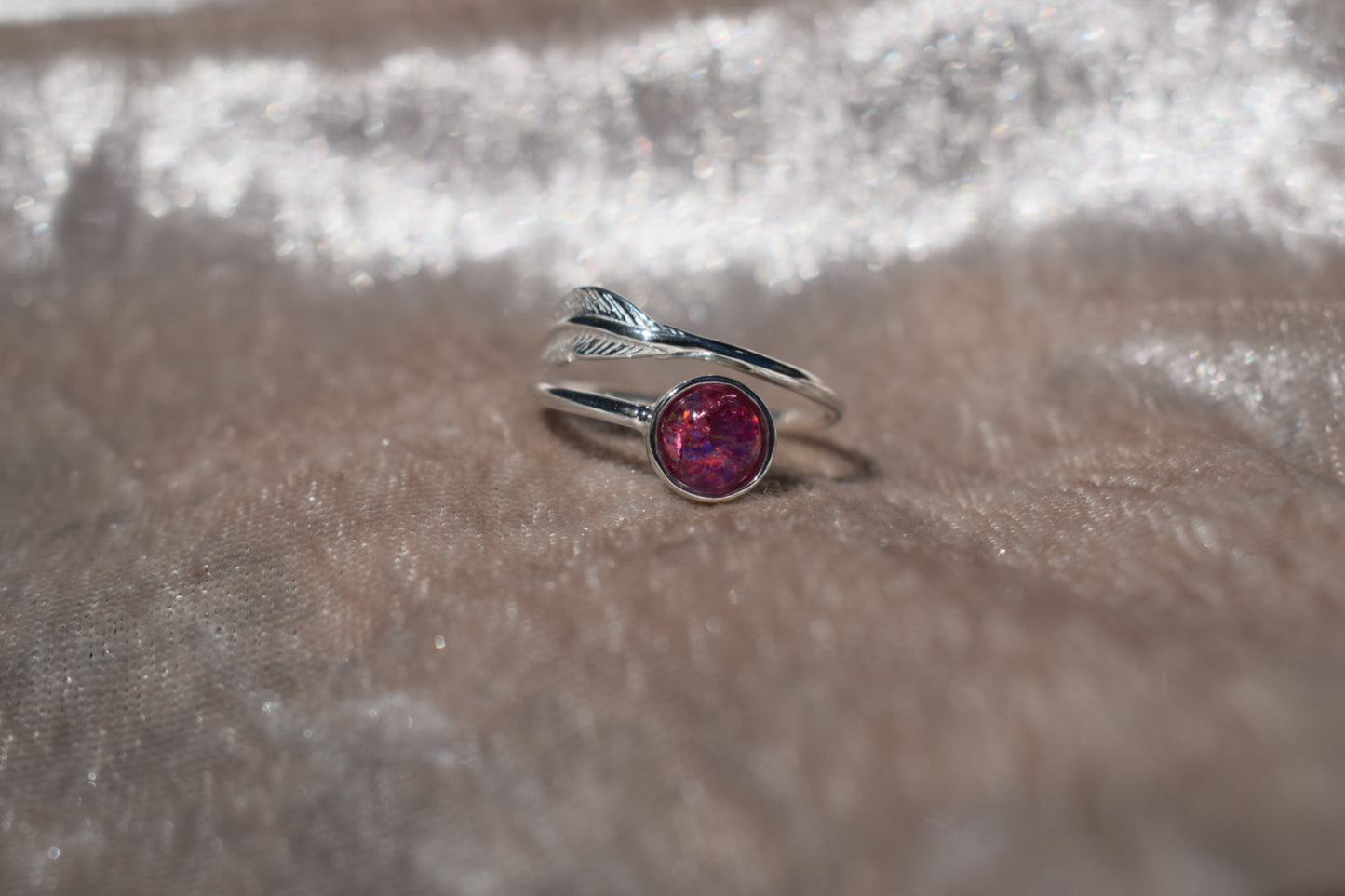 Memorial Ashes Silver Feather Ring