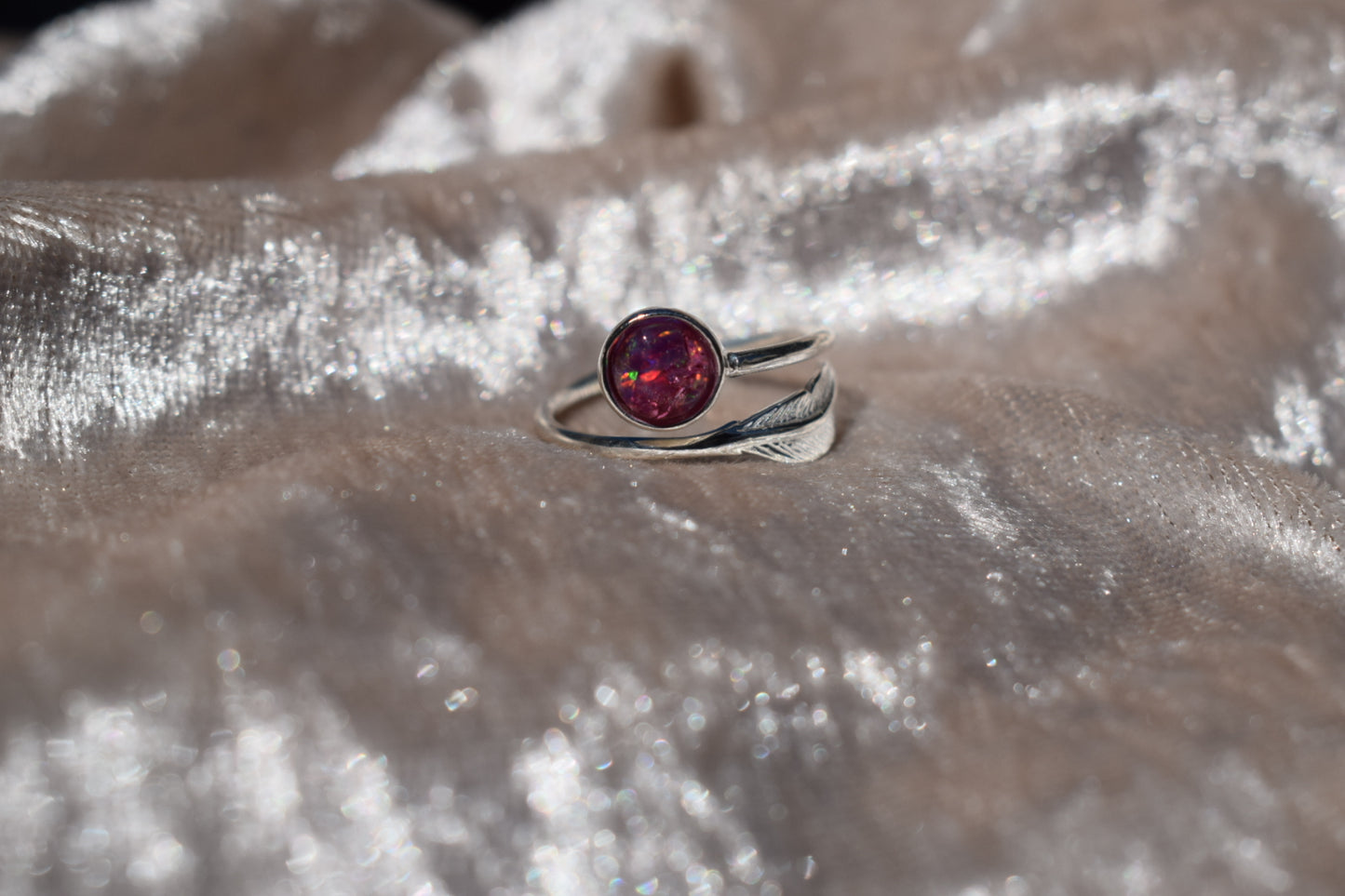 Memorial Ashes Silver Feather Ring