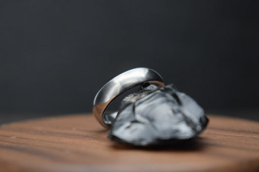 Titanium Polished Court Shape Ring