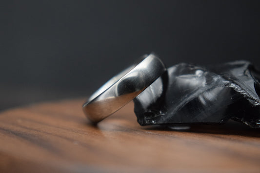 Stainless Steel Polished Court Shape Ring