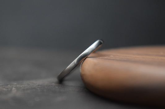 Slim Titanium Polished Court Shape Ring