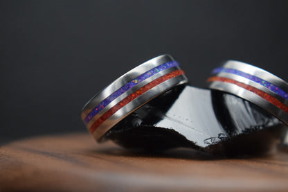 Titanium Ring with Double Opal Inlay