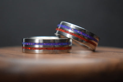 Titanium Ring with Double Opal Inlay