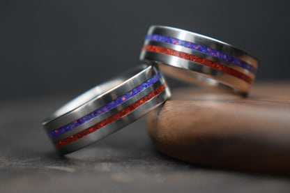 Titanium Ring with Double Opal Inlay