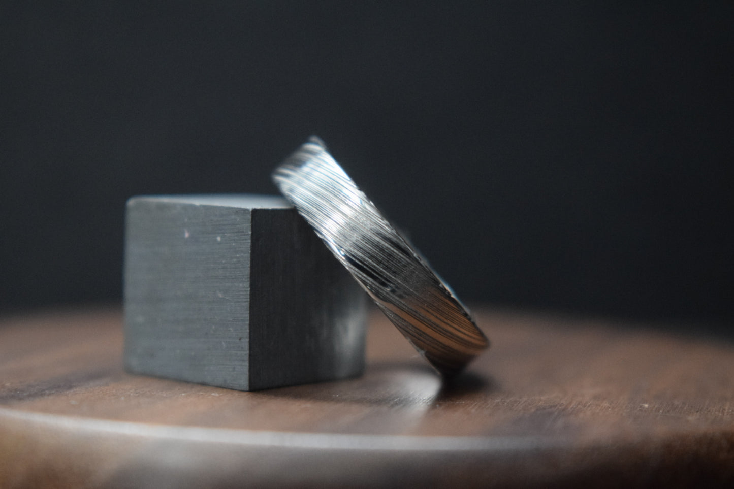 Bervie Damascus Steel Flat Shape Ring