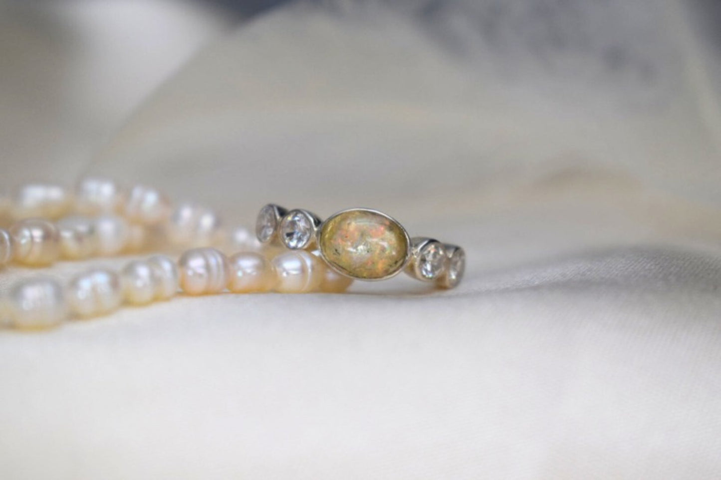 Memorial Silver Oval & CZ Ring