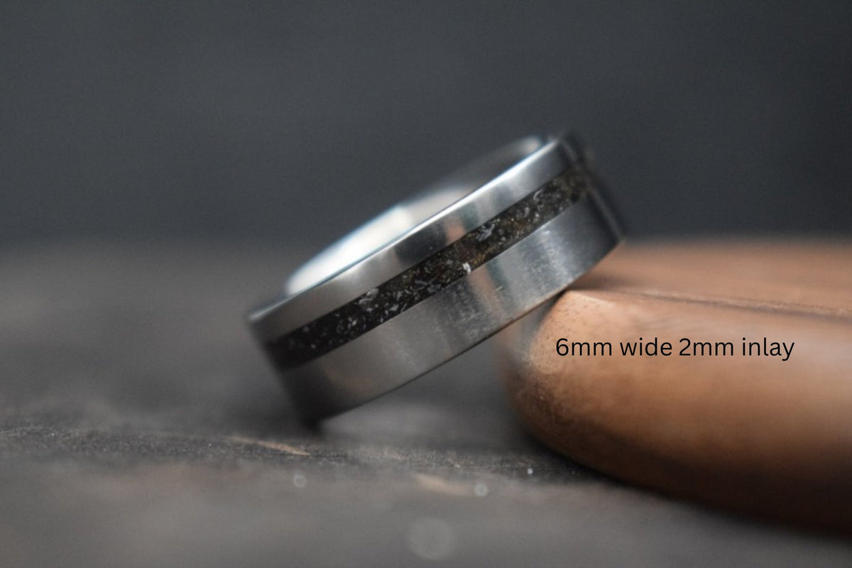 Titanium Meteorite Inlay Ring - True North Forge