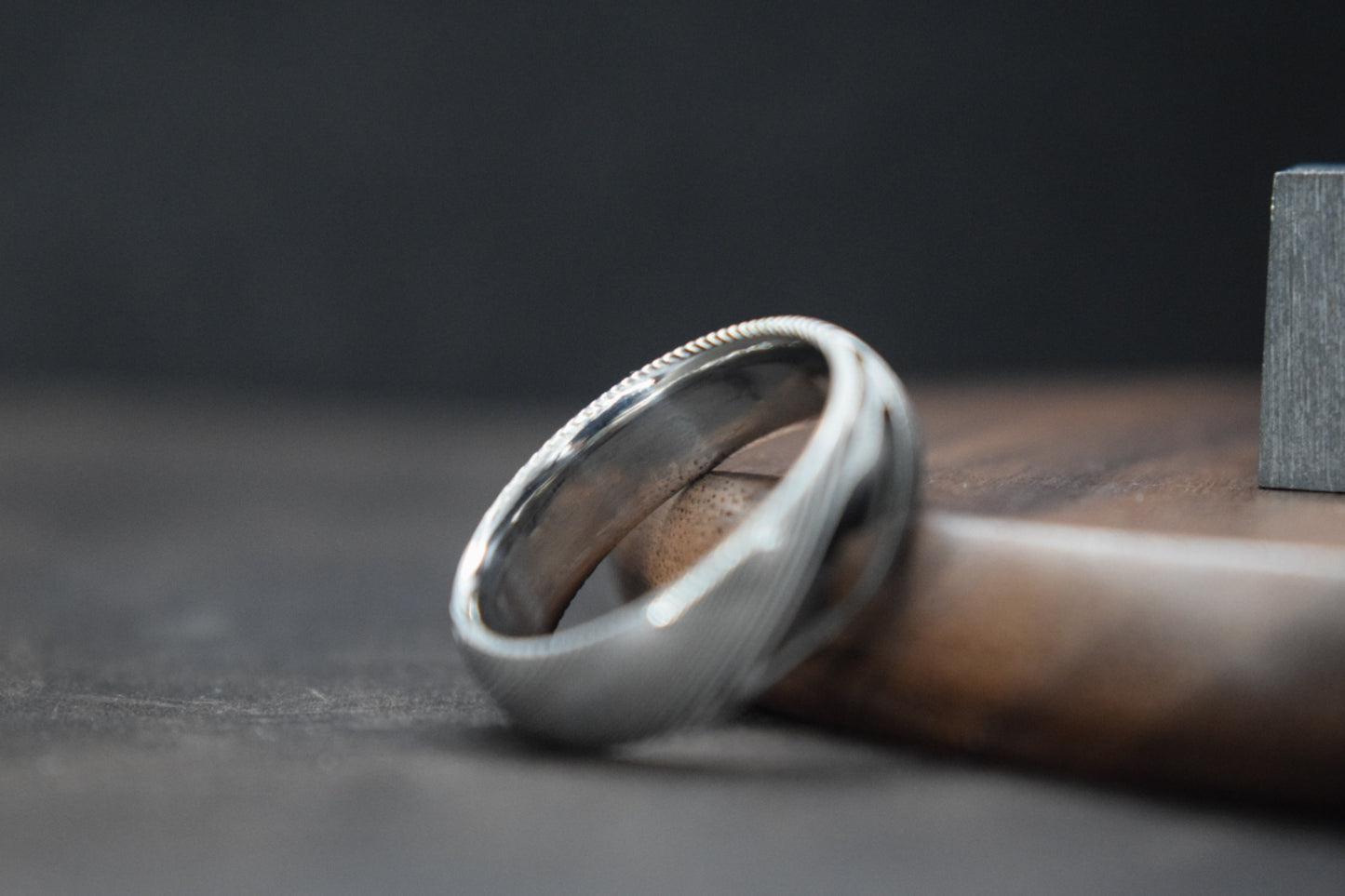 Esk Damascus Steel Court Shaped Ring