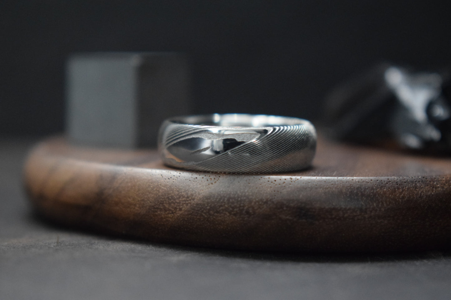 Esk Damascus Steel Court Shaped Ring