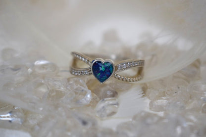 Crossed Heart CZ Silver Memorial Ring