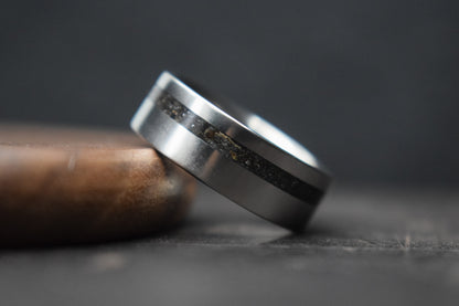 Titanium Meteorite Inlay Ring