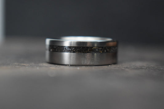 Titanium Meteorite Inlay Ring