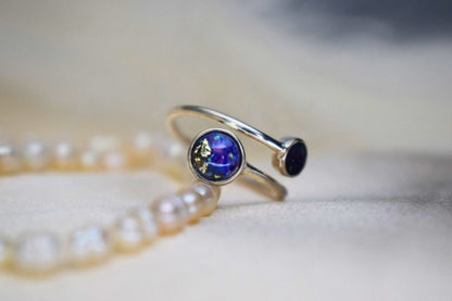 Double Round Adjustable Memorial Silver Ring