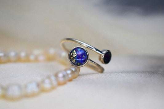 Double Round Adjustable Memorial Silver Ring