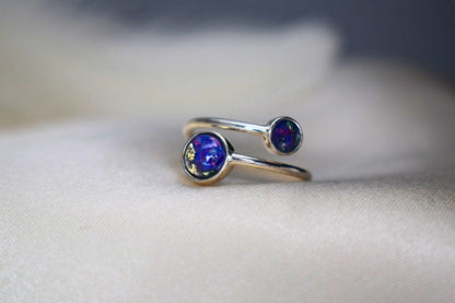 Double Round Adjustable Memorial Silver Ring