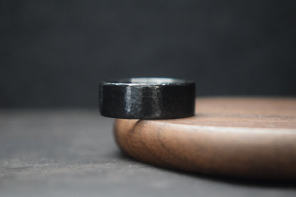 Deveron Hammered Black Zirconium Ring