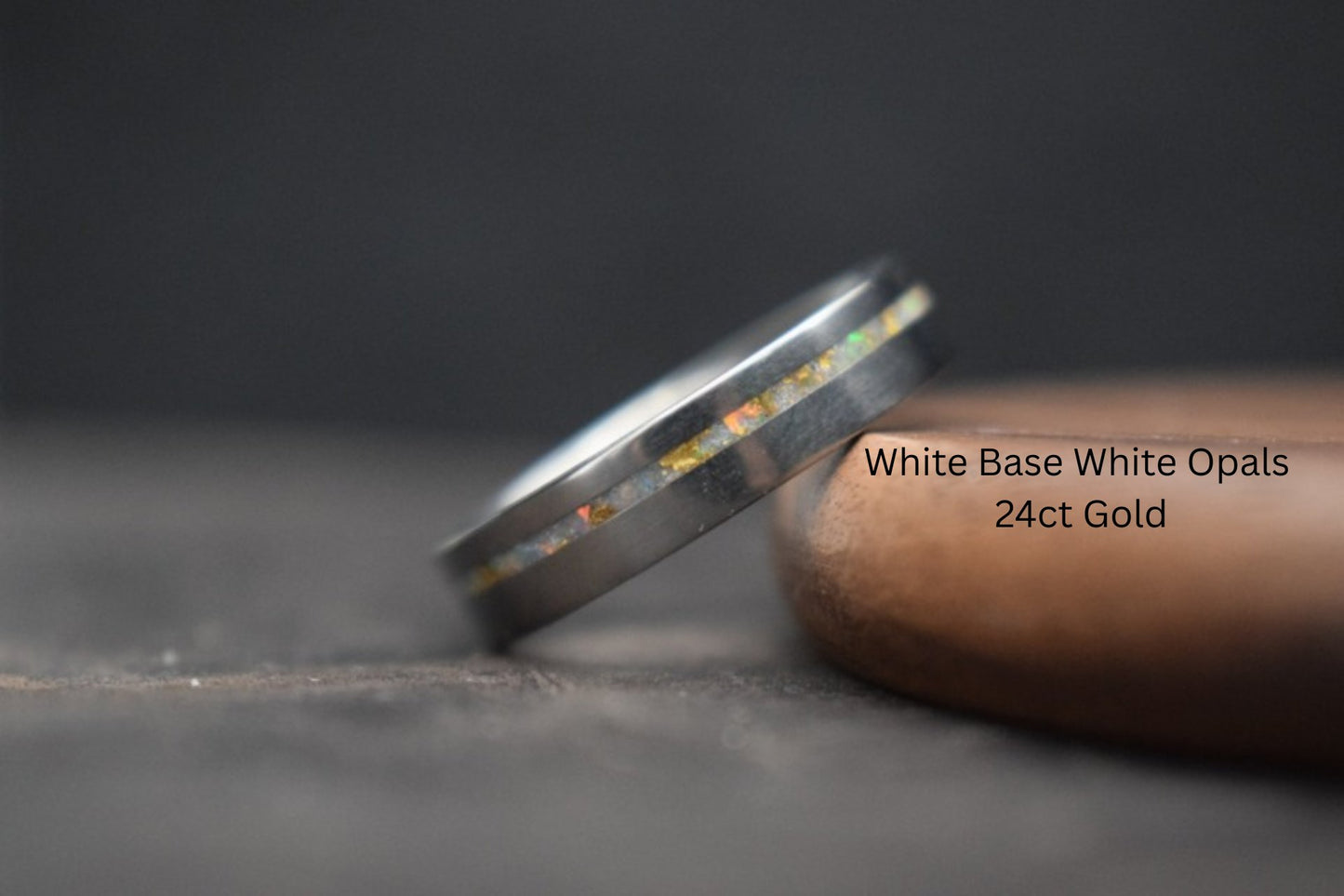 Titanium Ring with Single Opal Inlay