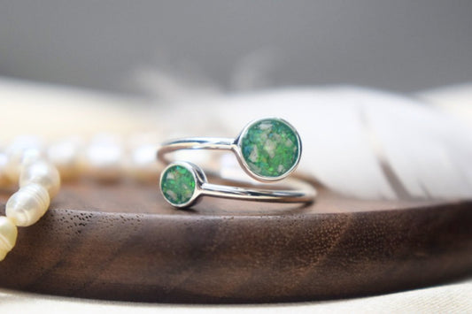 Double Round Adjustable Memorial Silver Ring