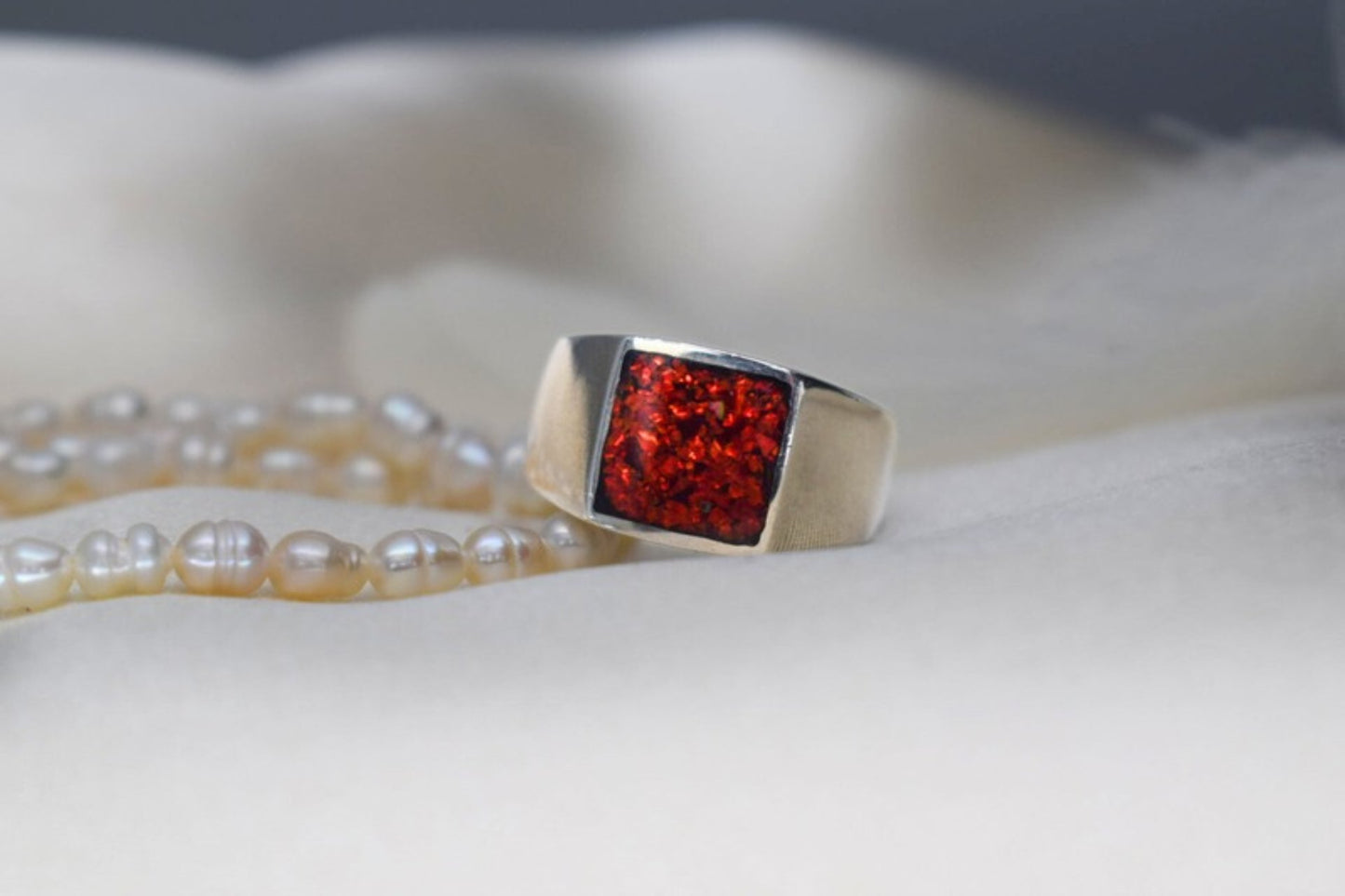 Square Silver Men's Signet Memorial Ring