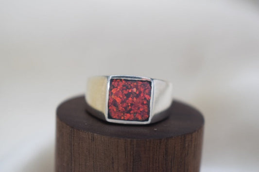 Square Silver Men's Signet Memorial Ring