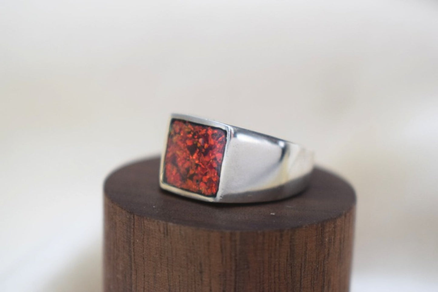 Square Silver Men's Signet Memorial Ring