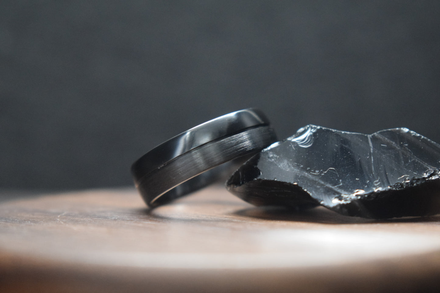 Ness Half and Half Black Zirconium Ring
