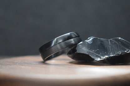 Ness Half and Half Black Zirconium Ring