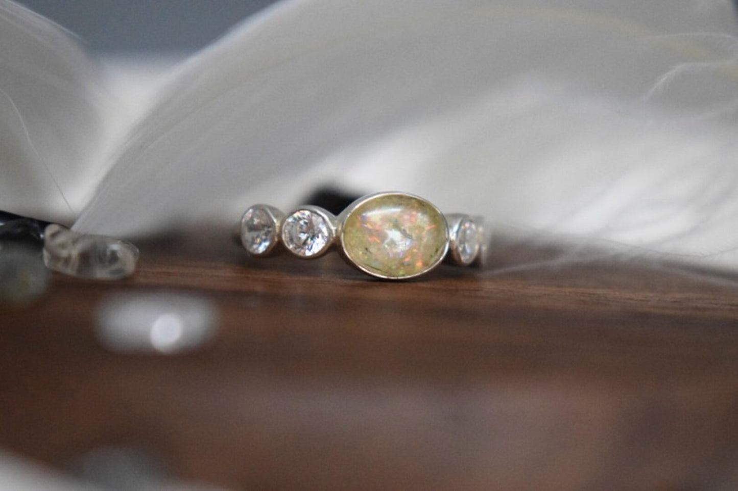 Memorial Silver Oval & CZ Ring