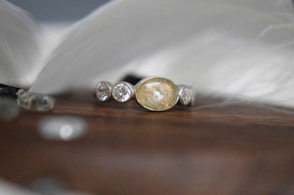 Memorial Silver Oval & CZ Ring