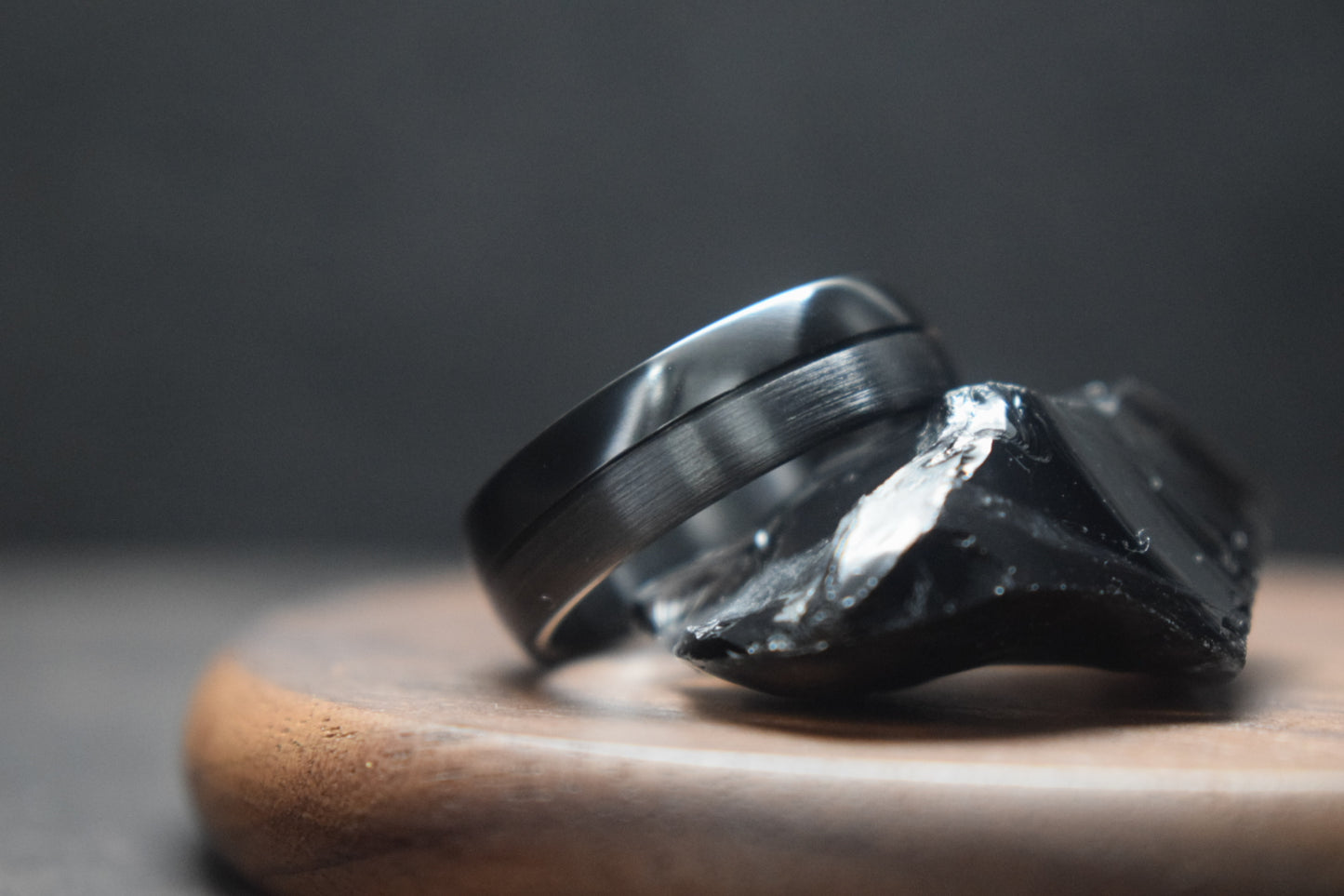 Ness Half and Half Black Zirconium Ring