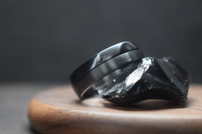 Ness Half and Half Black Zirconium Ring