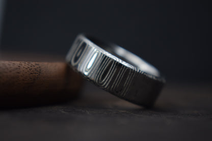 Cowie Damascus Steel Bevel Shape Ring