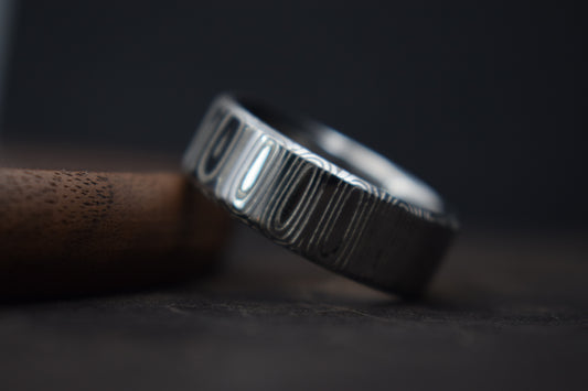 Cowie Damascus Steel Bevel Shape Ring