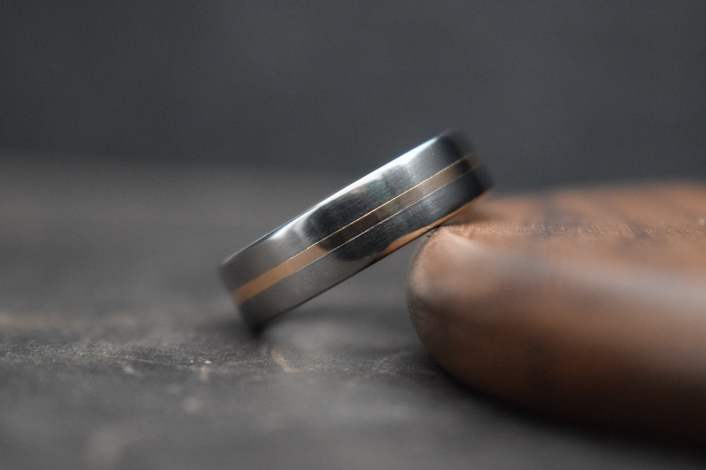 Falls of Feugh Titanium Ring with Precious Metal Inlay