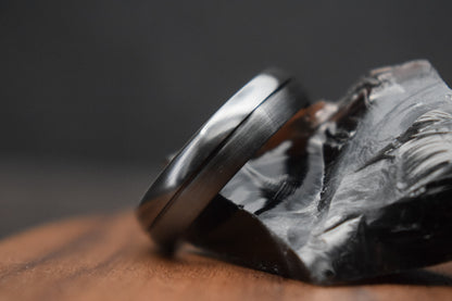 Ness Half and Half Black Zirconium Ring
