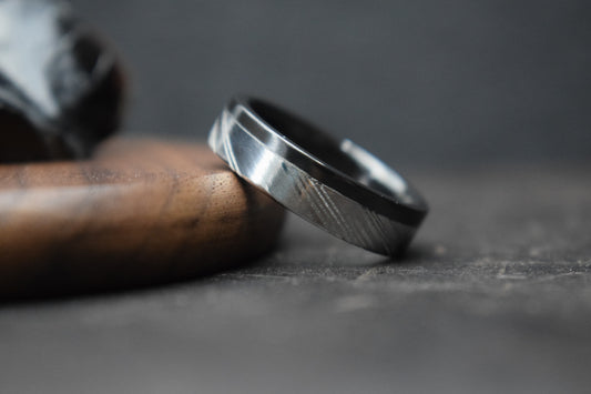 Damascus Steel and Black Zirconium Liner Edge Ring