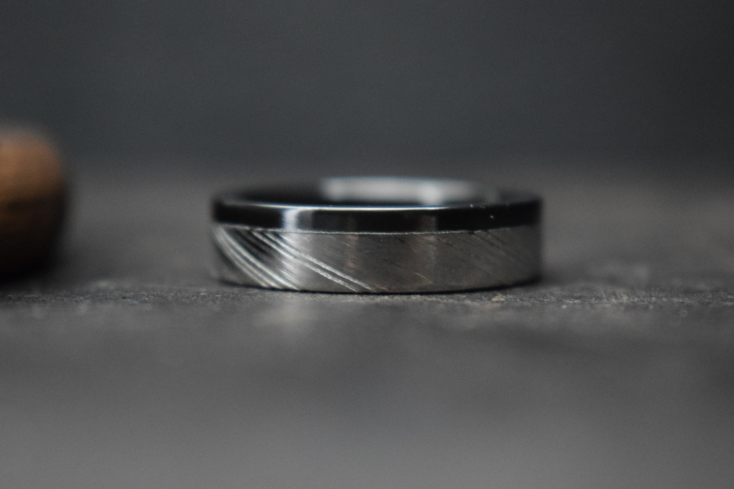 Damascus Steel and Black Zirconium Liner Edge Ring