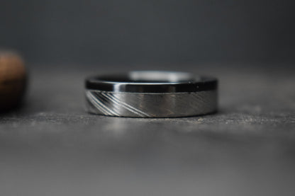 Damascus Steel and Black Zirconium Liner Edge Ring