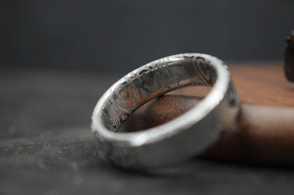 Dee Damascus Steel Bevel Shape Ring