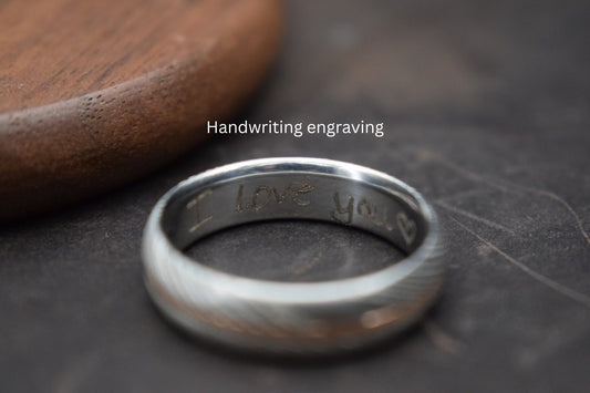 Damascus Steel Ring with Precious Metal Inlay
