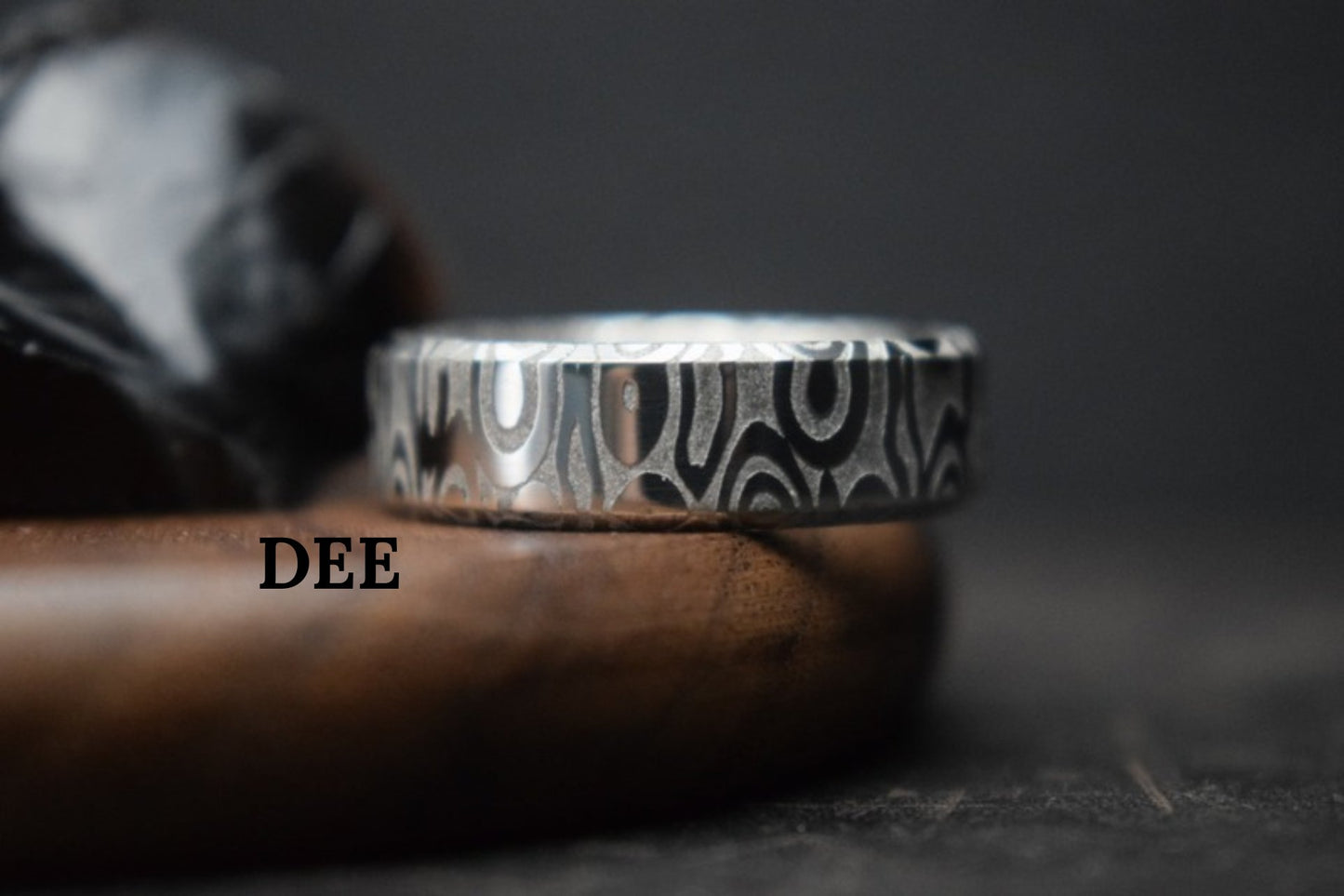 Damascus Steel and Black Zirconium Liner Edge Ring