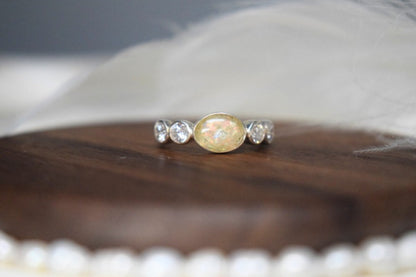 Memorial Silver Oval & CZ Ring