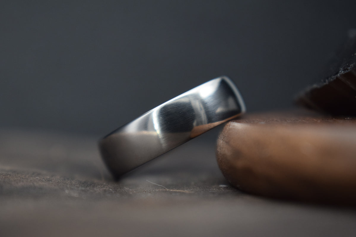 Titanium Polished Court Shape Ring