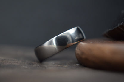 Titanium Polished Court Shape Ring