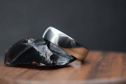 Titanium Polished Court Shape Ring