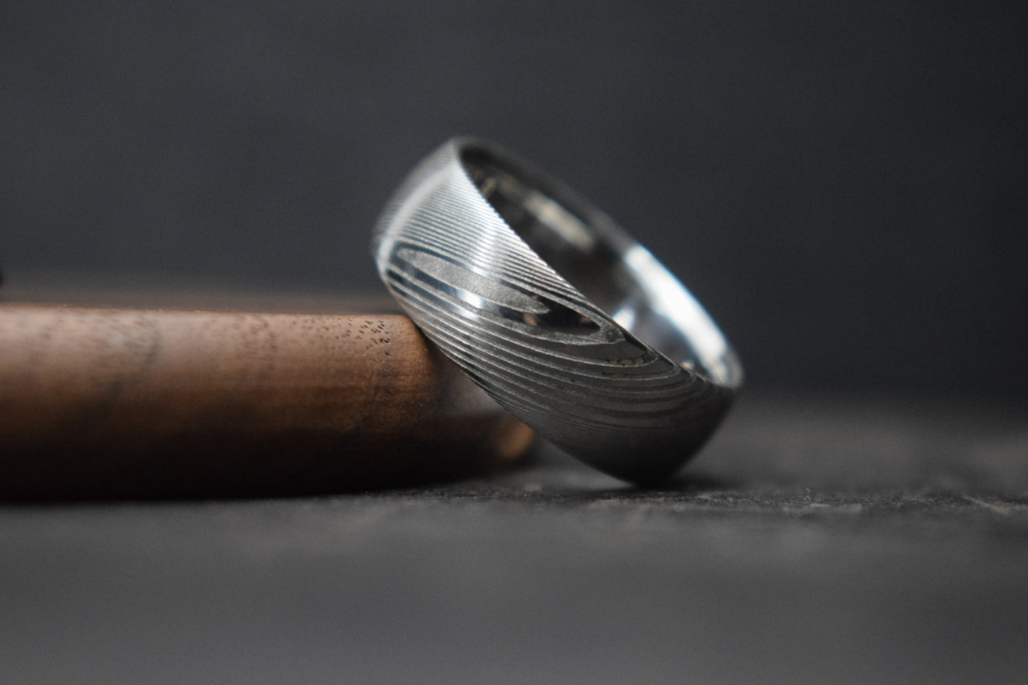 Esk Damascus Steel Court Shaped Ring