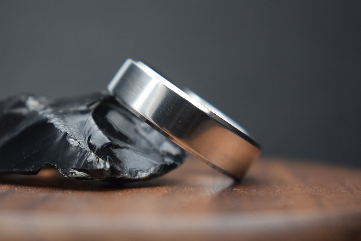 Titanium Polished Finish Bevel Shape Ring