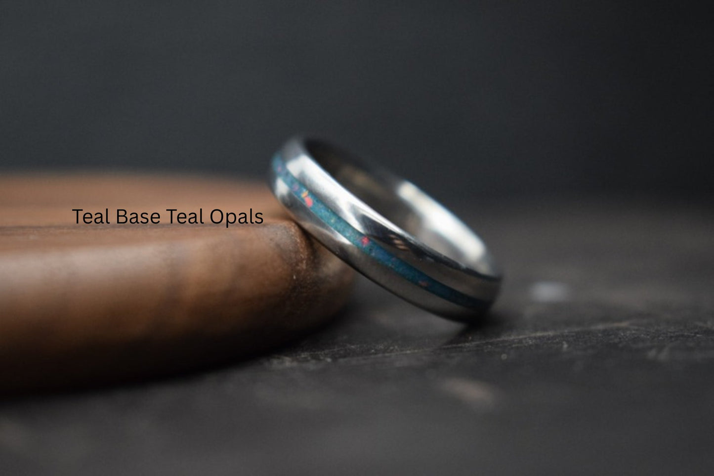Titanium Ring with Single Opal Inlay