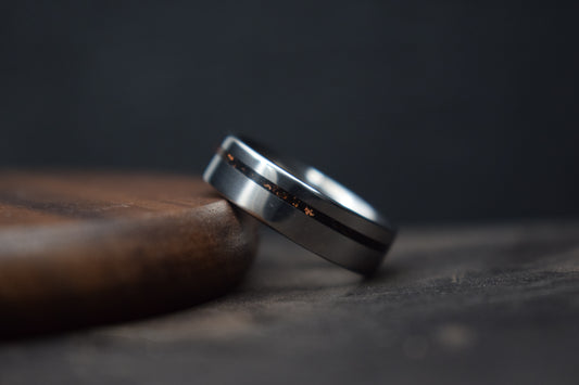 Titanium Bog Oak Inlay Ring