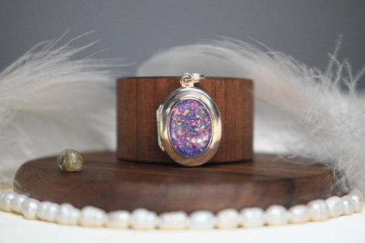 Oval Silver Memorial Locket Necklace
